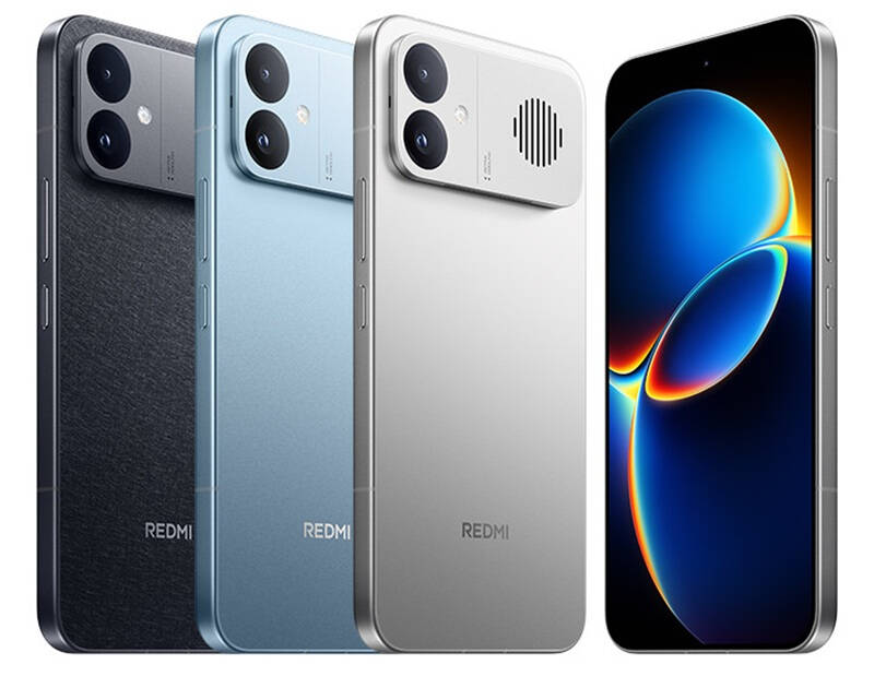 Четыре смартфона Redmi с задней панелью и дисплеем