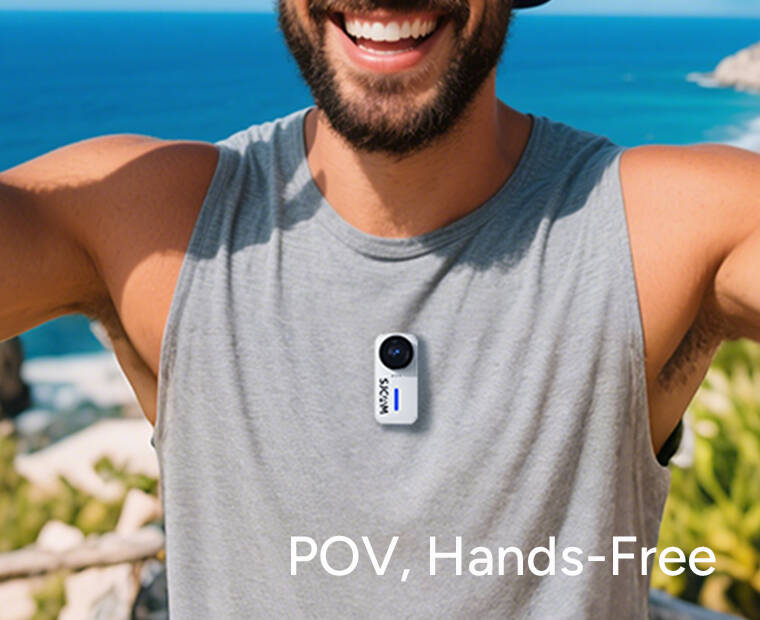 Экшн-камера SJCAM на груди у человека на отдыхе