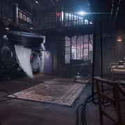 Космический корабль Luna Abyss внутри заброшенного здания