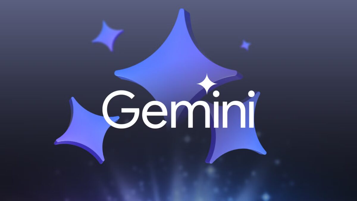 Логотип Gemini Personal Intelligence на синим фоне с блестками
