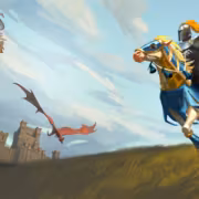 рыцарь на лошади, дракон, замок, Heroes of Might and Magic: Olden Era