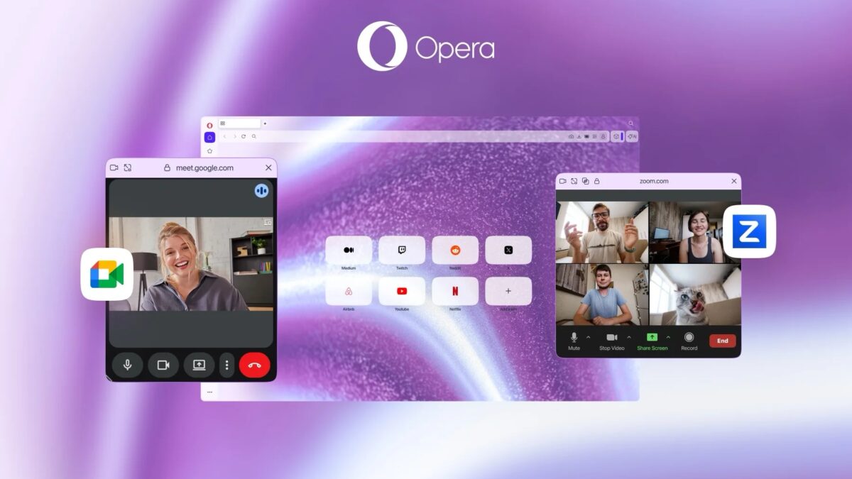 видеозвонки в Opera One с Zoom Google Meet и Zoom