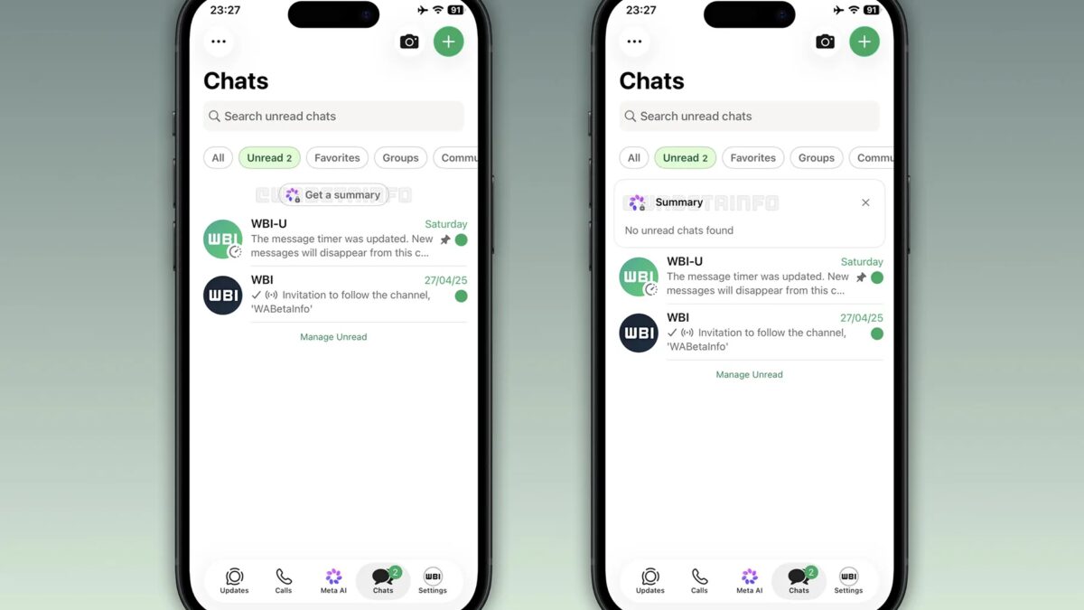 Обзор WhatsApp сводки непрочитанных сообщений на телефонных экранах