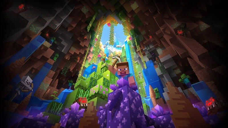 Карта World Minecraft с персонажем и пейзажами в пещере Россия Роскомнадзор блокировка Minecraft
