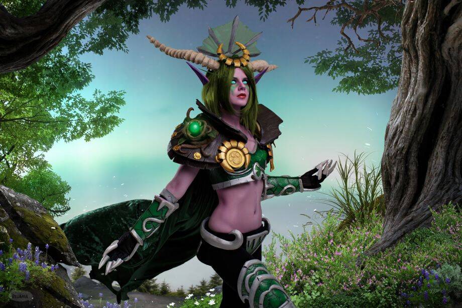 кенседи Уэнсдей в лесу из World of Warcraft