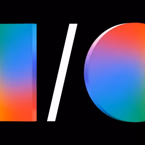 Цветные графические фигуры на черном фоне Google I/O 2026