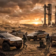 Будущая марсианская база Tesla SpaceX и автомобили Tesla Cybertruck