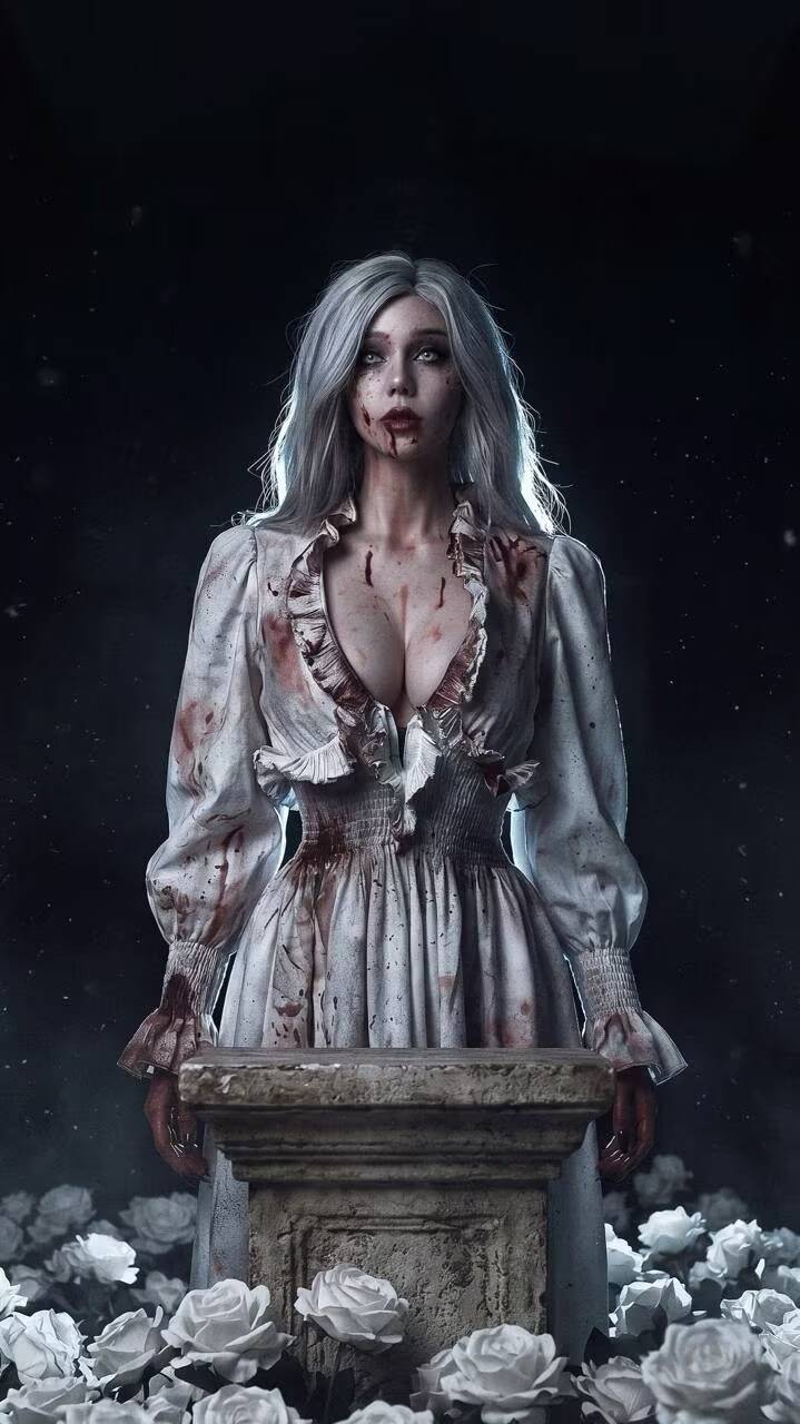 Косплей Селены Кори из Resident Evil Requiem русская модель кровавое платье