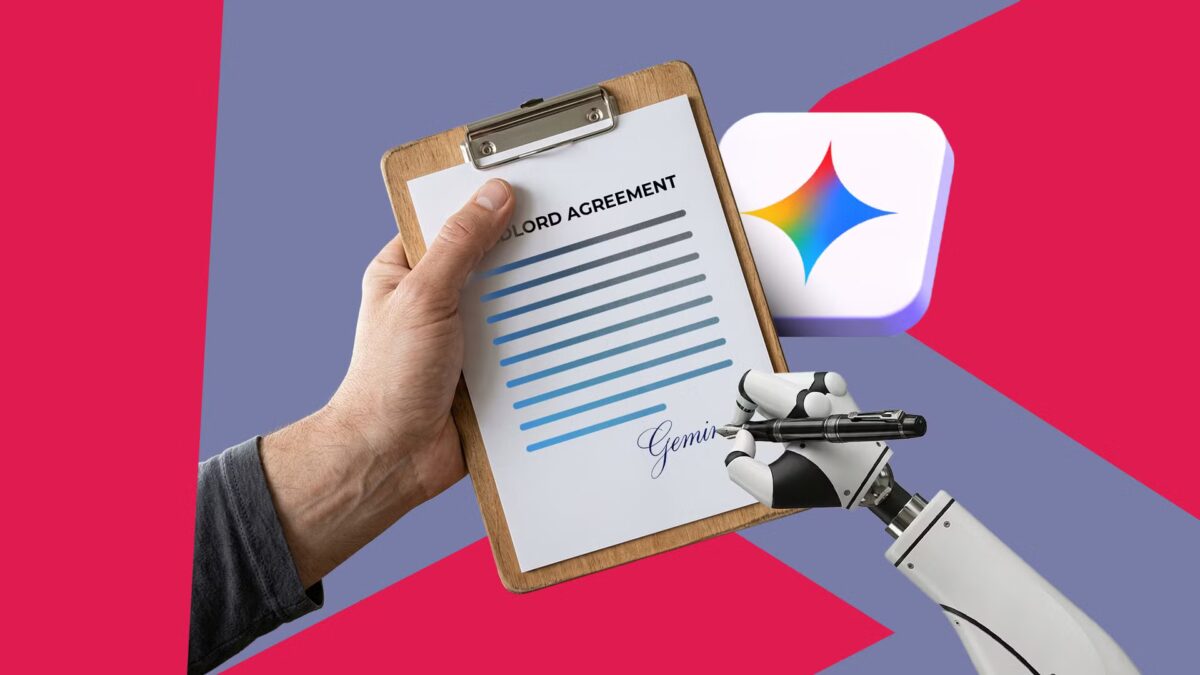 Рука робота с ручкой с бумагой Gemini