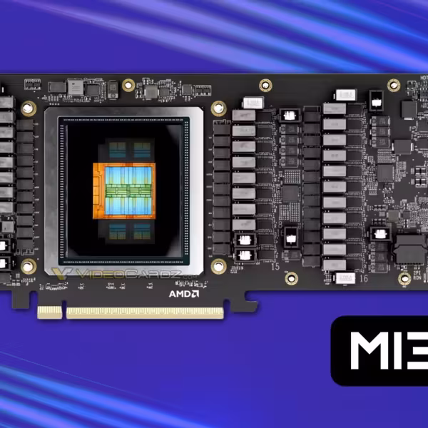Видеокарта AMD MI350P внутри корпуса с охлаждением