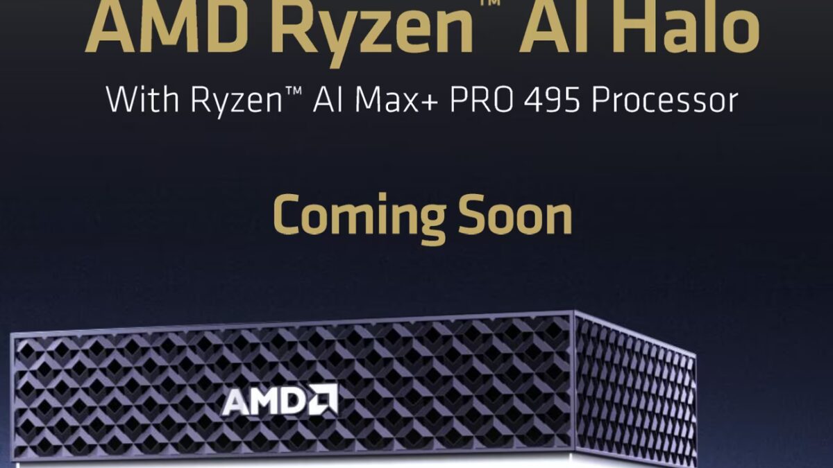 Рекламный баннер AMD Ryzen AI Halo с процессором Ryzen AI Max plus 495