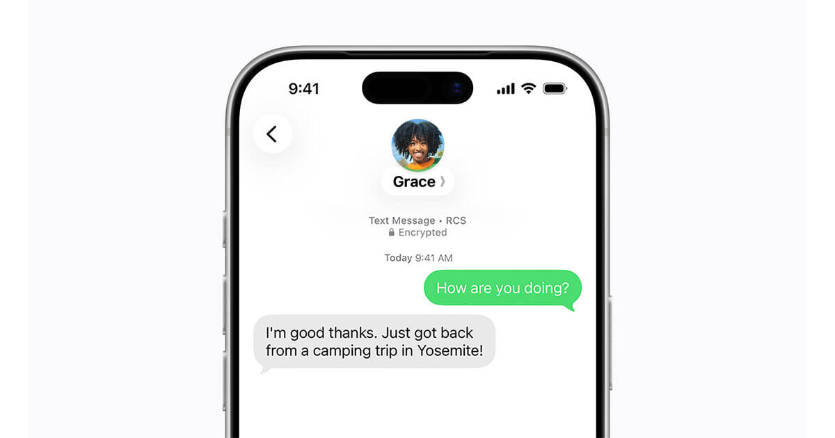 Сообщение в приложении iPhone и Google с чатом RCS