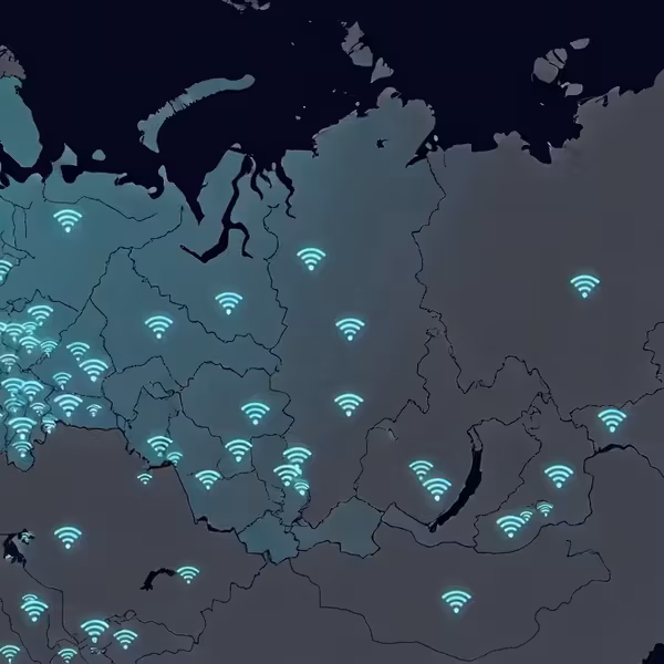 карта России с Wi-Fi точками мобильной сети Wi‑Fi