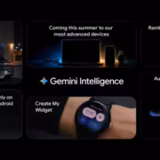 Панель с функциями Gemini Intelligence на смартфоне и умных часах