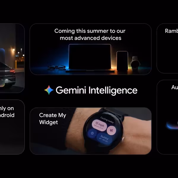 Панель с функциями Gemini Intelligence на смартфоне и умных часах
