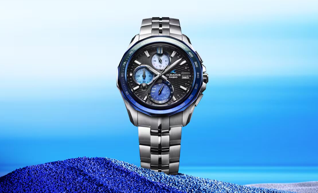Мужские часы Casio Oceanus с синим циферблатом