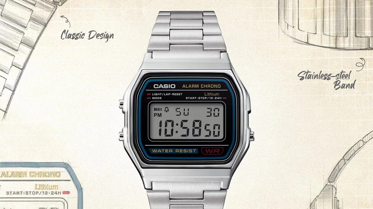 Электронные часы Casio с металлическим ремешком и дисплеем