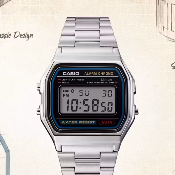 Электронные часы Casio с металлическим ремешком и дисплеем
