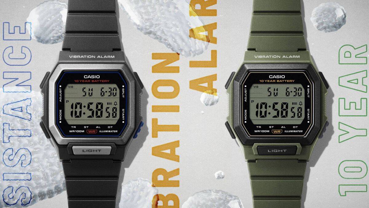 Часы Casio W-738H две модели черный и зеленый дисплей