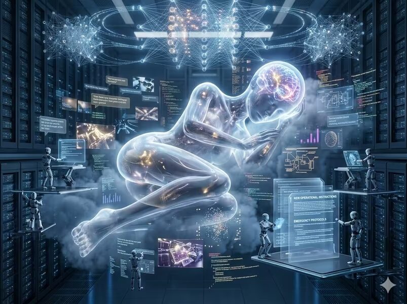 Голова человек с мозгом режим Dreaming Anthropic Claude