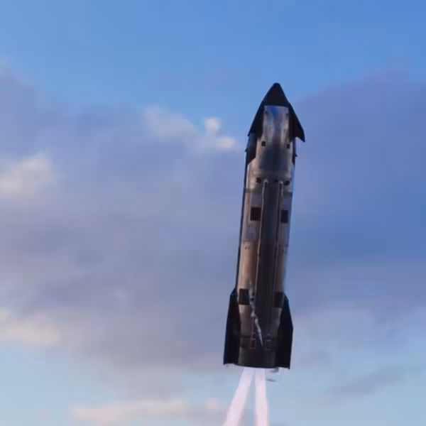 Космический корабль Starship SpaceX в полёте прогресс