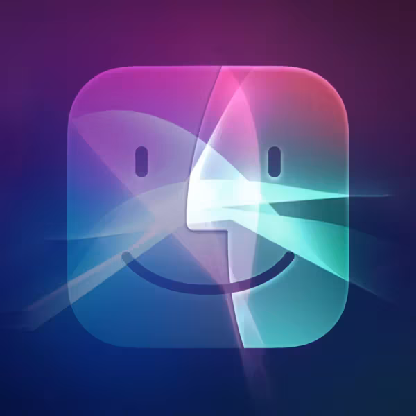 Логотип Siri на фоне тёмного градиента и света