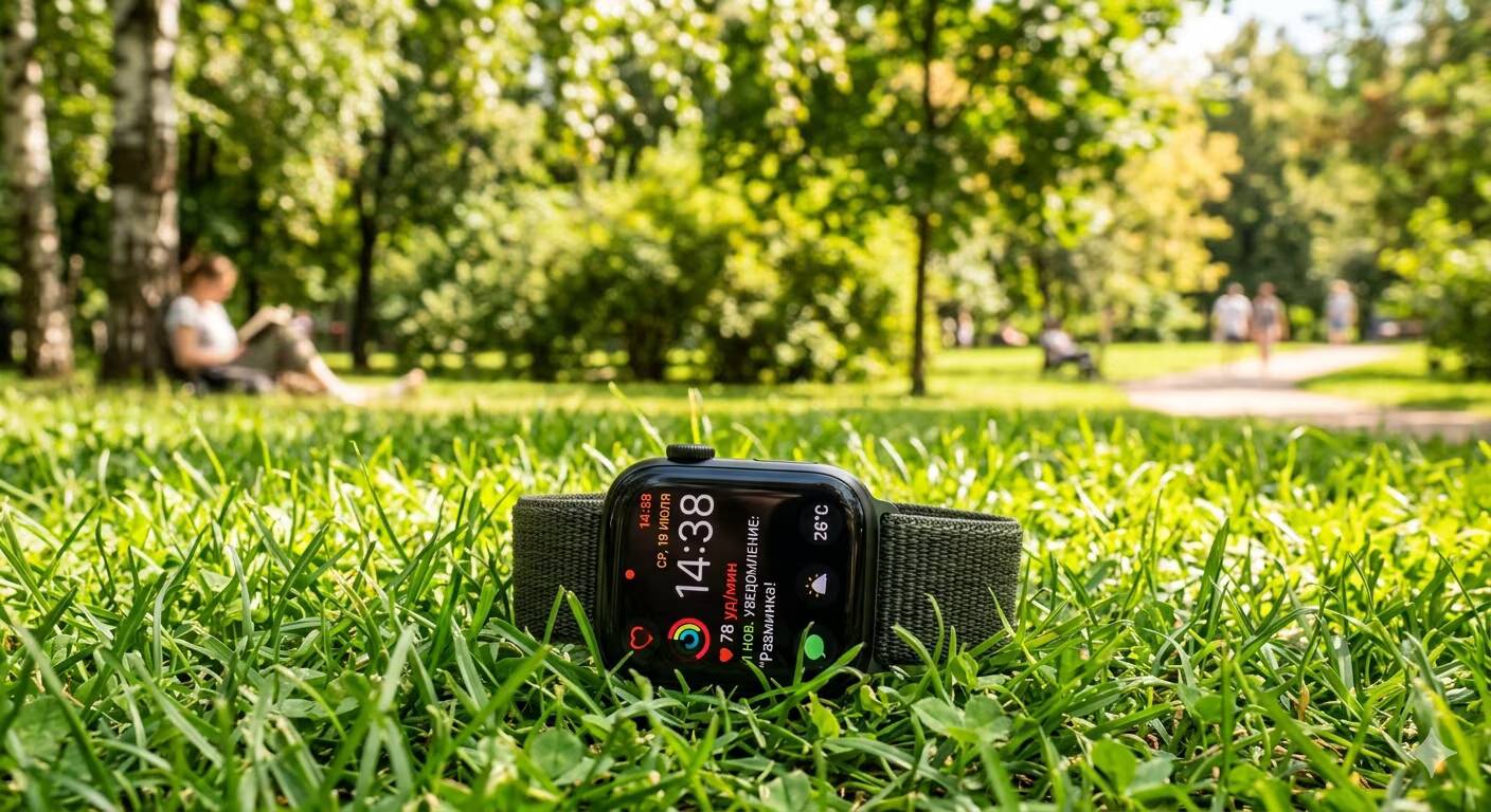 Топ-6 необходимых гаджетов для идеального лета 1 умные часы Apple Watch Series 8 на траве в парке