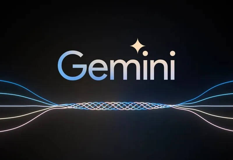 Логотип Google Gemini с декоративными линиями