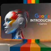 Презентация Google Gemini и изображение женского робота