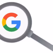 Лупа с логотипом Google и надписью поиск