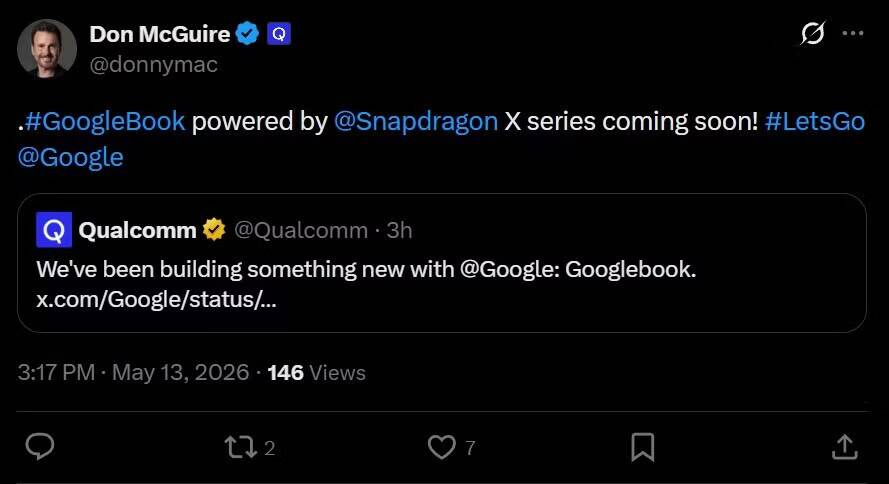 Googlebook первый Android-ноутбук на Snapdragon X с клавиатурой и экраном