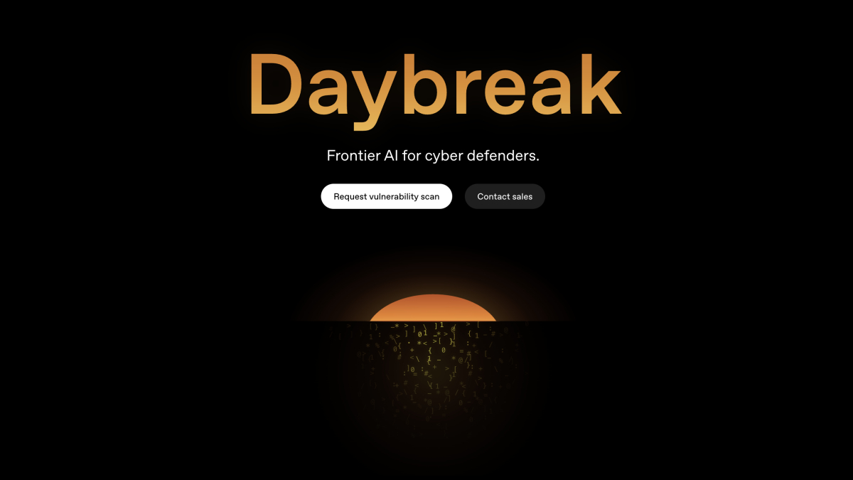 Главная страница Daybreak Frontier AI для киберзащиты