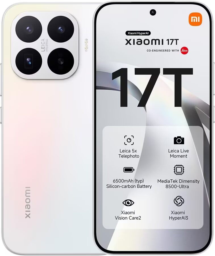 Xiaomi 17T и 17T Pro передняя и задняя части телефона