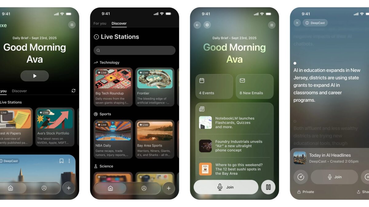 Мужская рука держит смартфон Huxe с подкастом