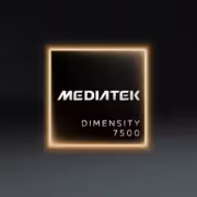 Логотип MediaTek Dimensity 7500 на черном фоне