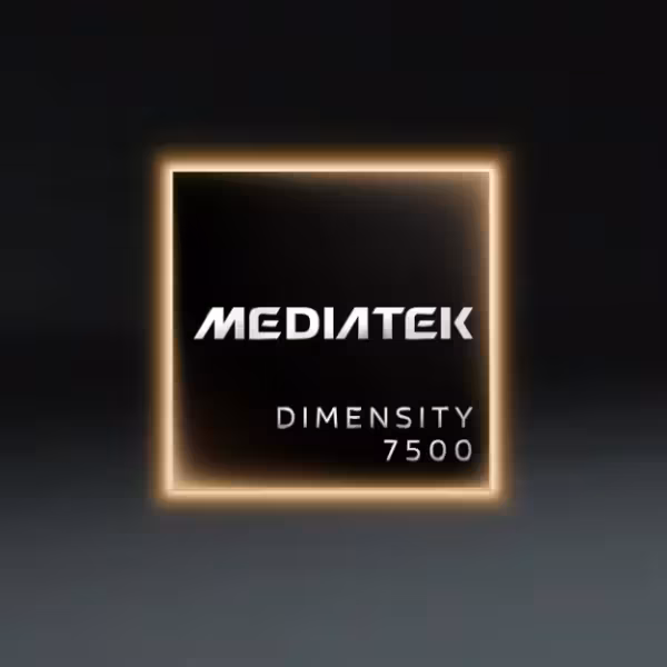 Логотип MediaTek Dimensity 7500 на черном фоне