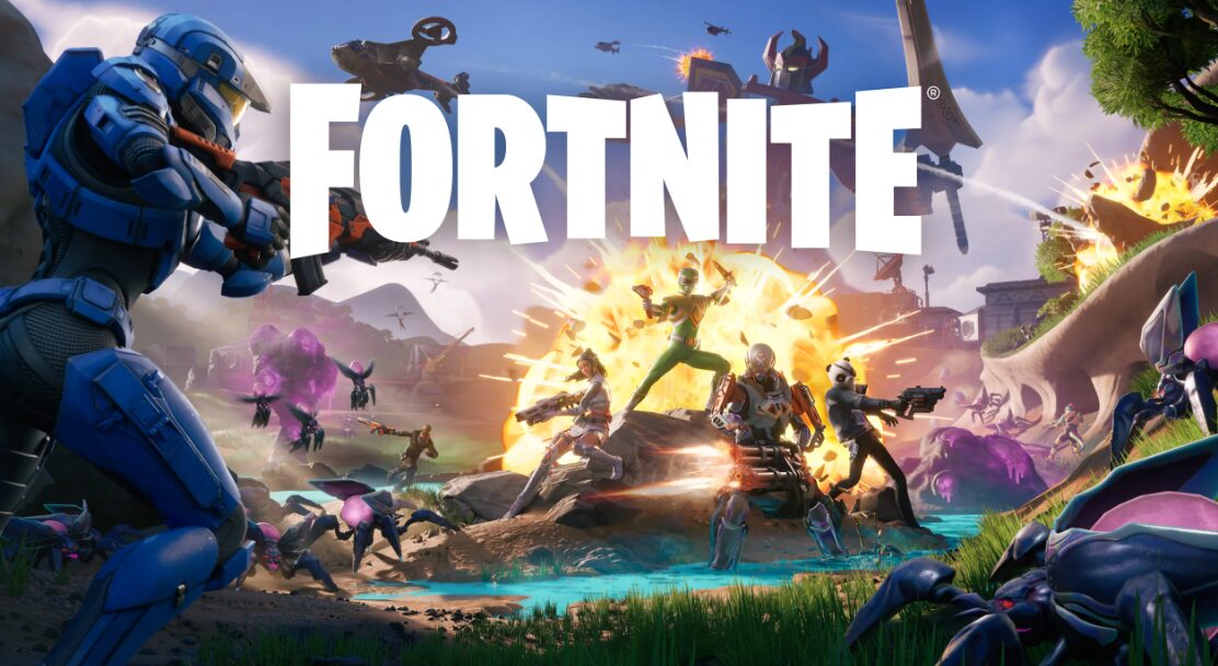 игроки в Fortnite с оружием сражаются в бою