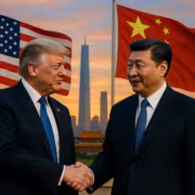 Трамп и Си встречаются с флагами США и Китая