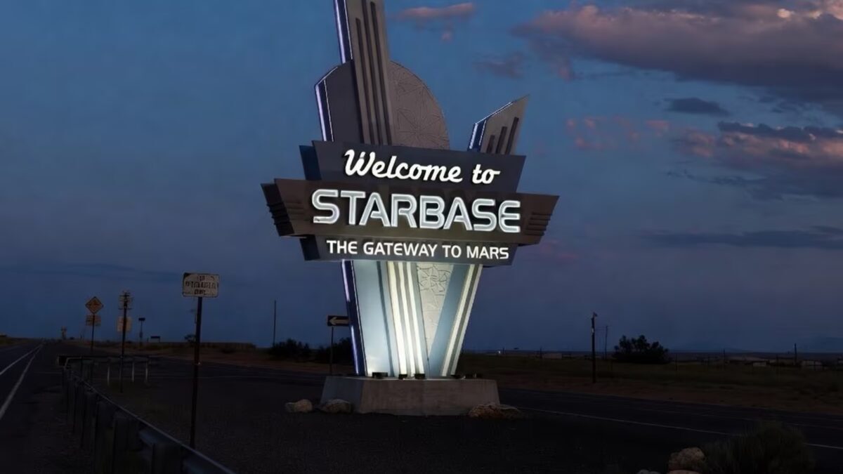 Знак Welcome to Starbase Техасский город