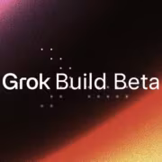Заставка Grok Build Beta с логотипом и фоном темных градиентов