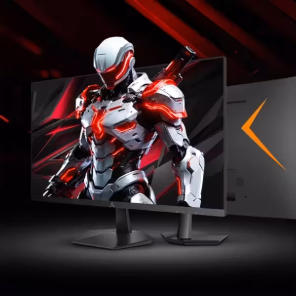 игровой монитор Lenovo Lecoo N2757Q, изображение, техника, дисплей, черный корпус, изображение, изображение, монитор с героем игры