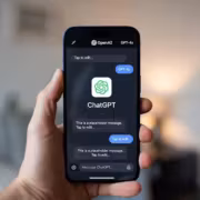 Смартфон с приложением ChatGPT на экране