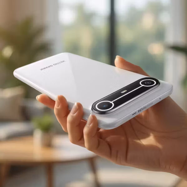 смартфон Tecno Camon Slim в руке, задняя сторона, камера и корпус