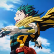 Персонаж из аниме My Hero Academia в боевой позе