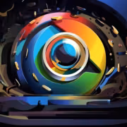 Цветной круглый логотип Chrome без спроса скачивает файлы