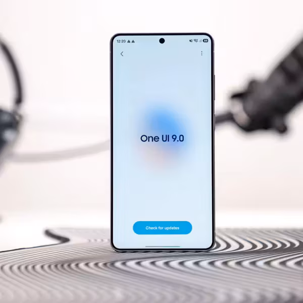 смартфон Samsung One UI 9.0 на переднем плане