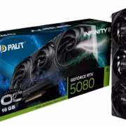 Видеокарта Palit GeForce RTX 5080 Infinity 3 вертикально