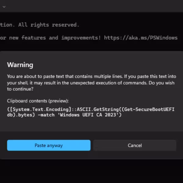 Сообщение предупреждения в PowerShell о безопасности