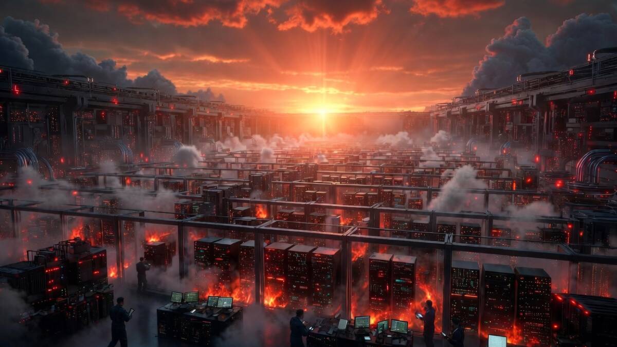 Серверная комната в стиле киберпанк Reddit Coinbase с масштабной инфраструктурой