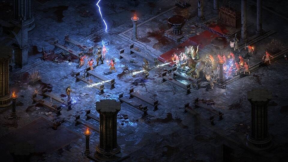 Сцена битвы в подземелье из ARPG 2026 года